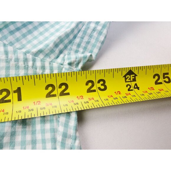 J. Crew Slim Untucked Stretch Short Size Large Green White Check Button Down NWT - Picture 2 of 10